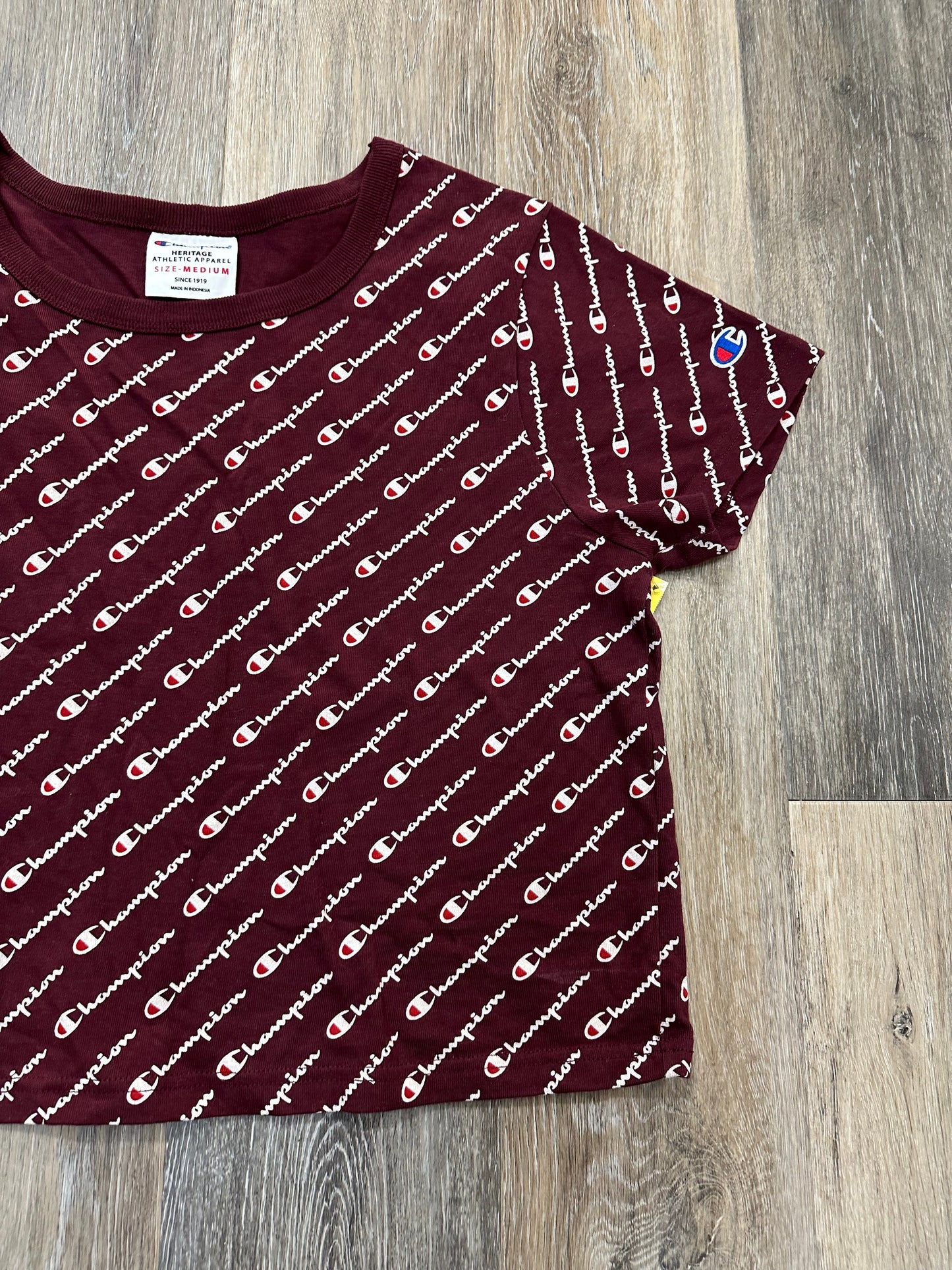 Athletic Top Short Sleeve By Champion In Red, Size: M