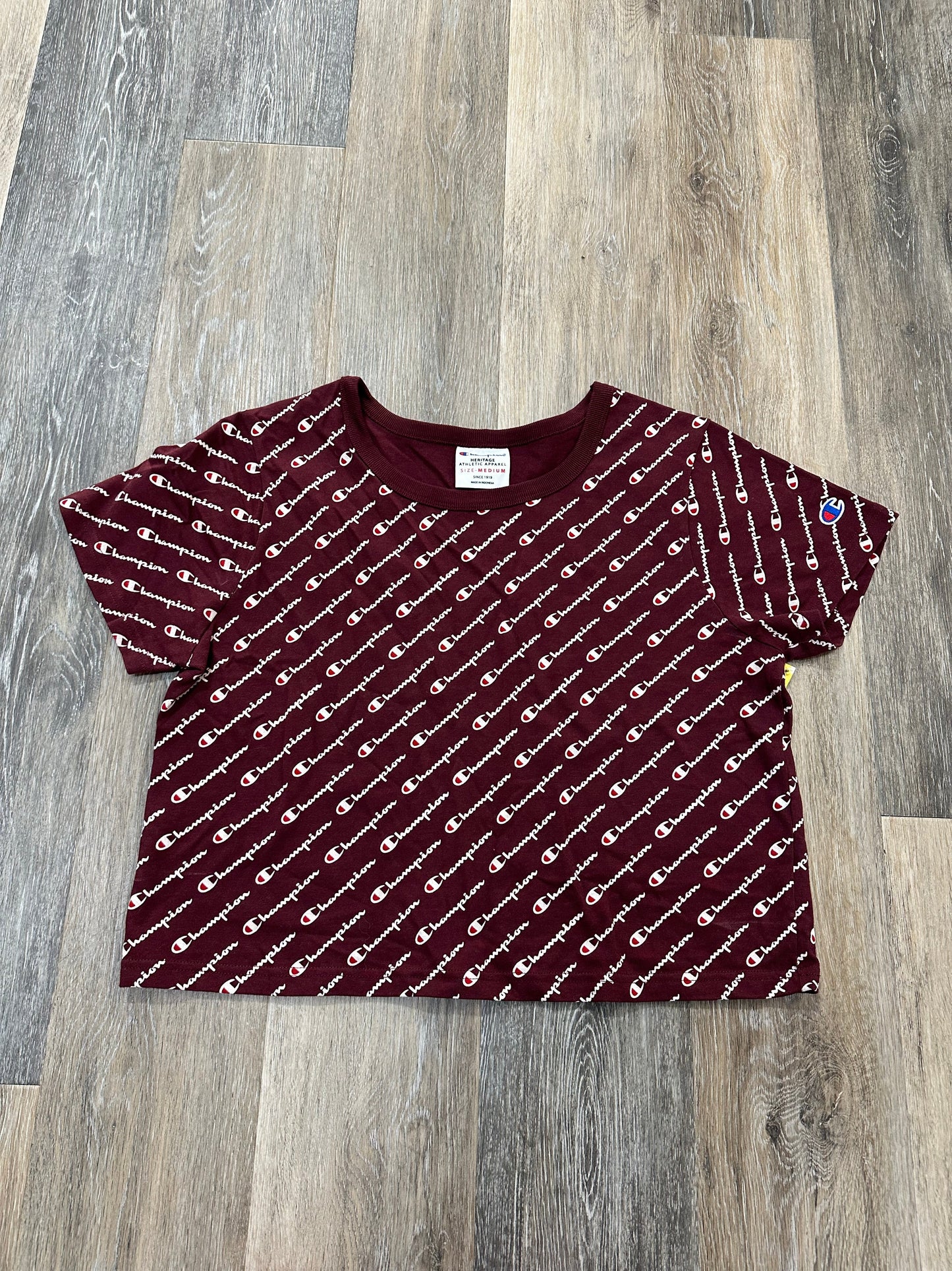 Athletic Top Short Sleeve By Champion In Red, Size: M