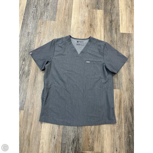 Scrub Top Short Sleeve By Figs In Grey, Size: L