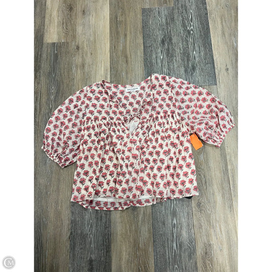 Blouse Short Sleeve By India Collection In Floral Print, Size: Xs/S