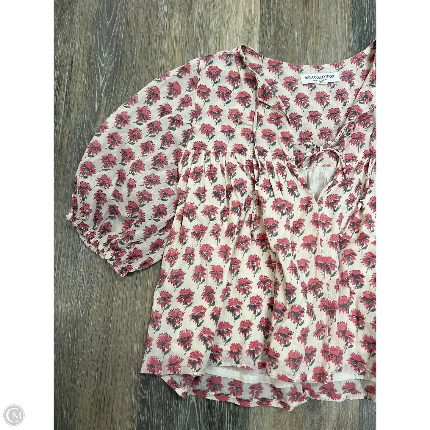 Blouse Short Sleeve By India Collection In Floral Print, Size: Xs/S