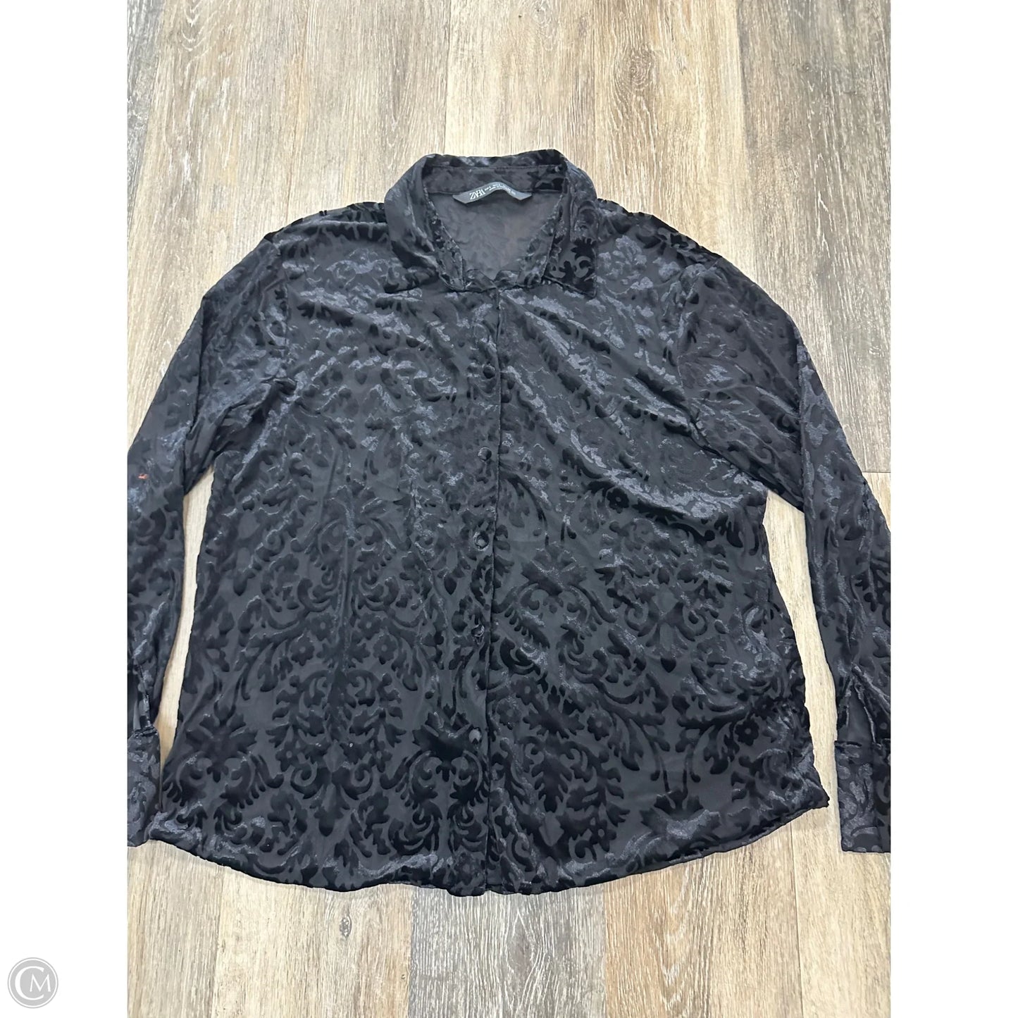 Blouse Long Sleeve By Zara In Black, Size: L