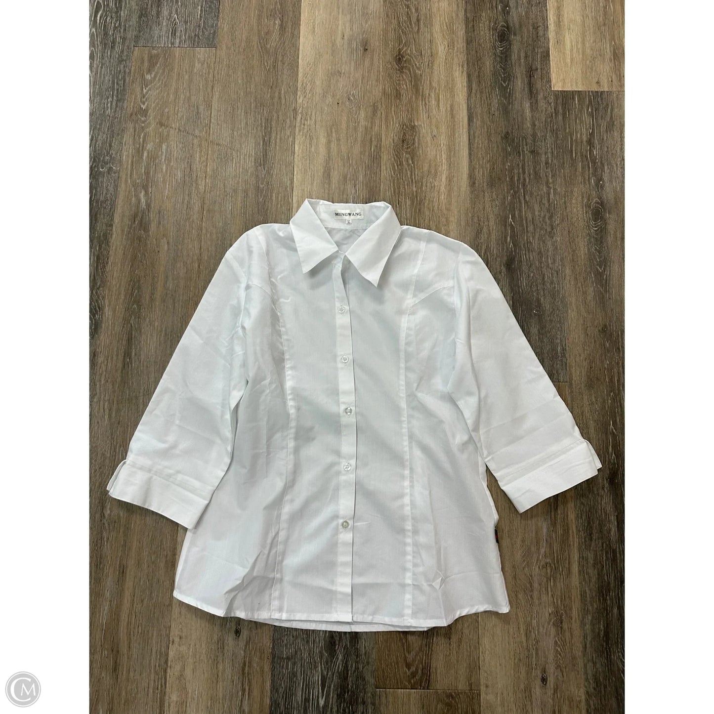 Blouse Long Sleeve By Ming Wang In White, Size: Xl