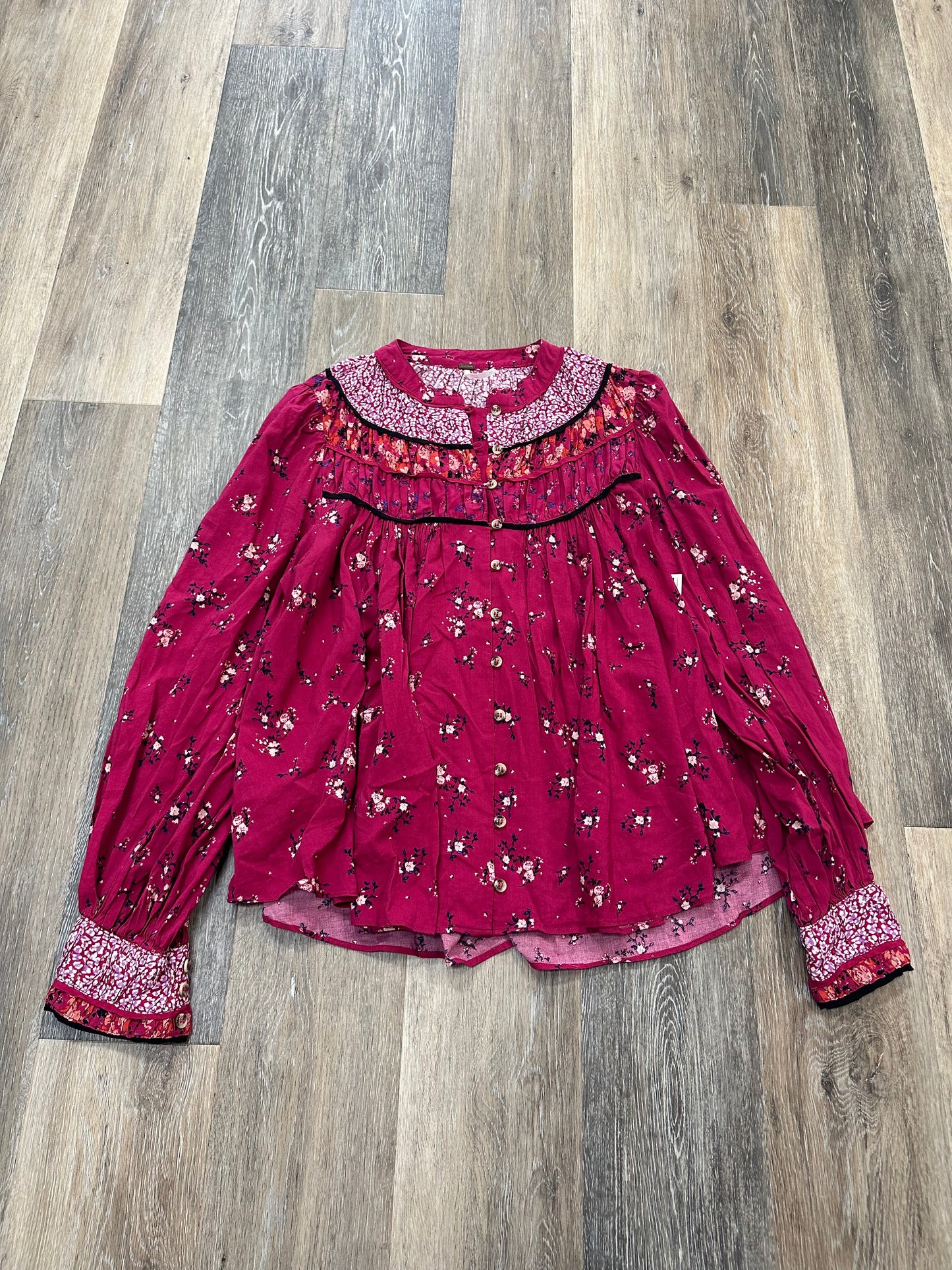 Pink Blouse Long Sleeve Free People, Size S