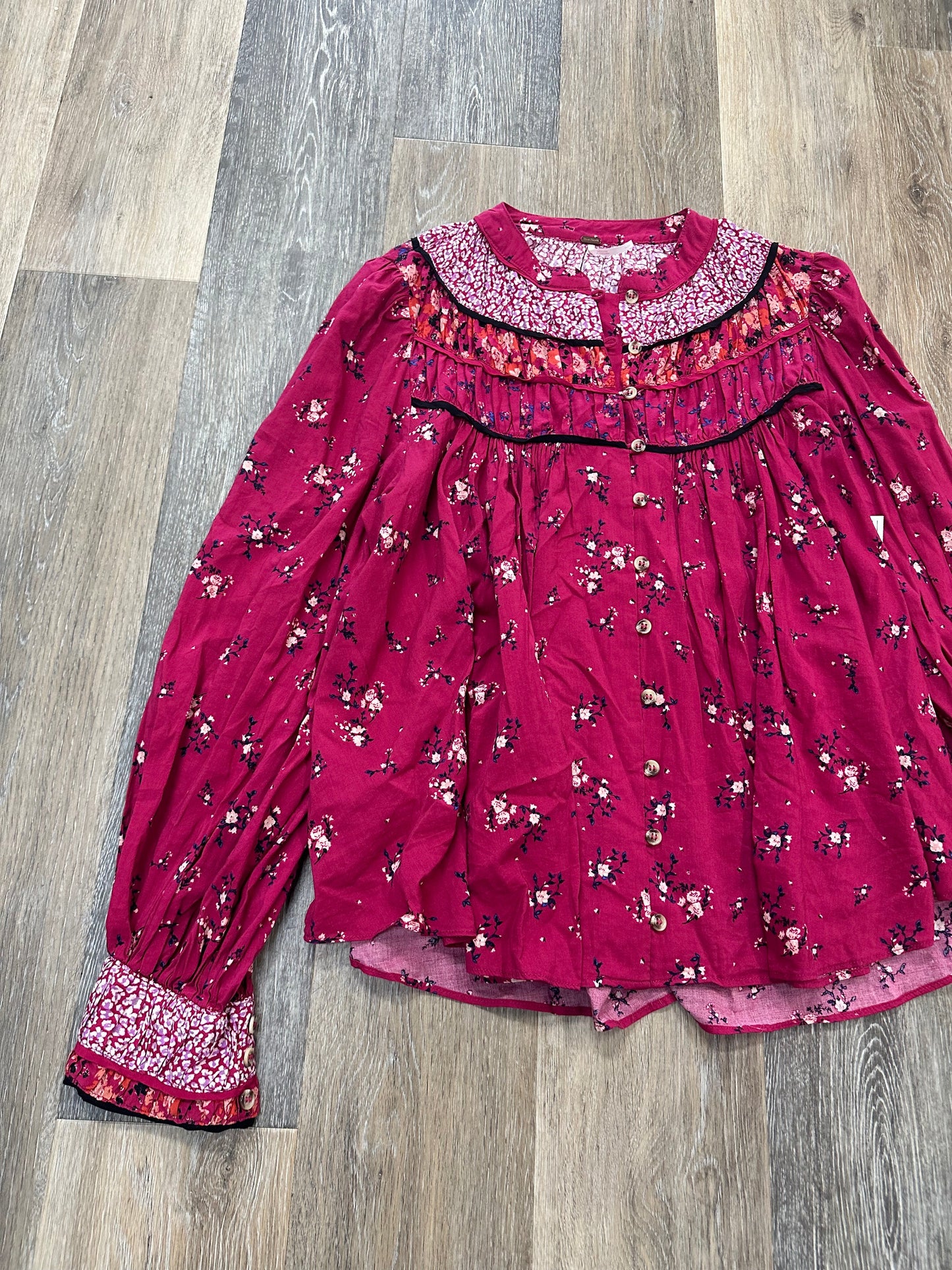 Pink Blouse Long Sleeve Free People, Size S