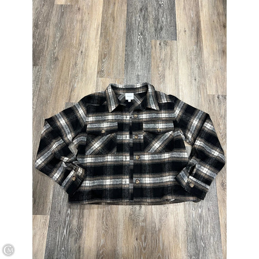 Jacket Shirt By Gilli In Plaid Pattern, Size: L