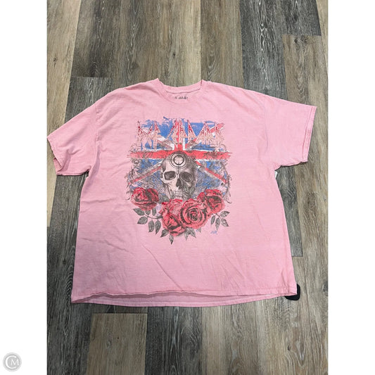 Top Short Sleeve By Def Leppard In Pink, Size: 1x