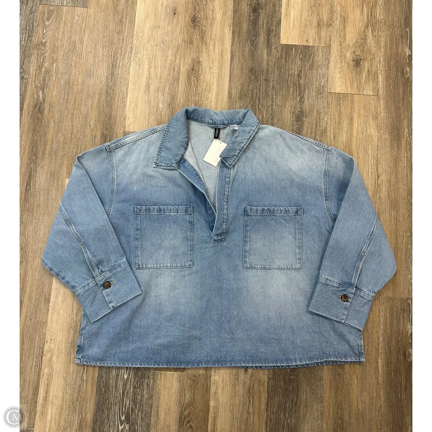 Top LS By Divided In Blue Denim, Size: Xxl