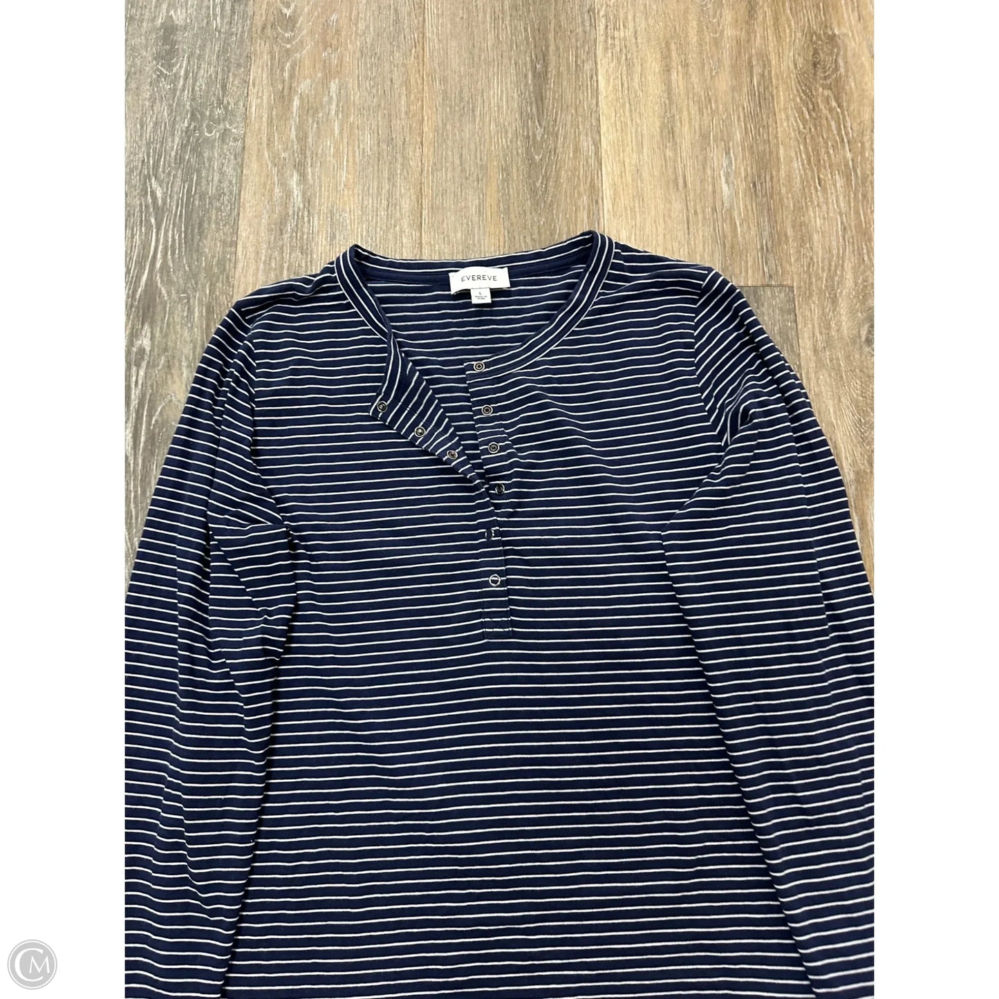 Top Long Sleeve By Evereve In Blue, Size: L