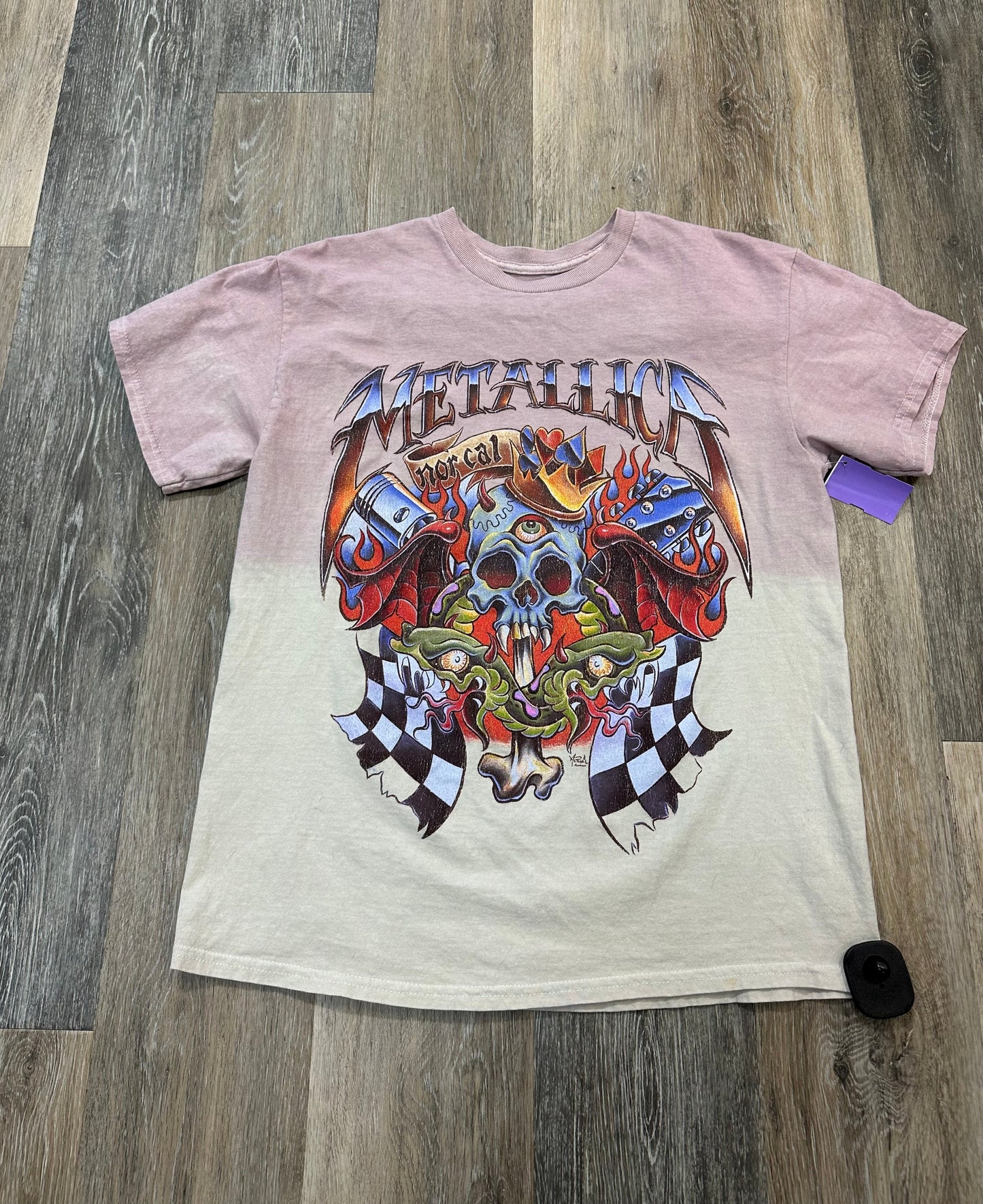 Top Short Sleeve By Metallica In Pink, Size: S