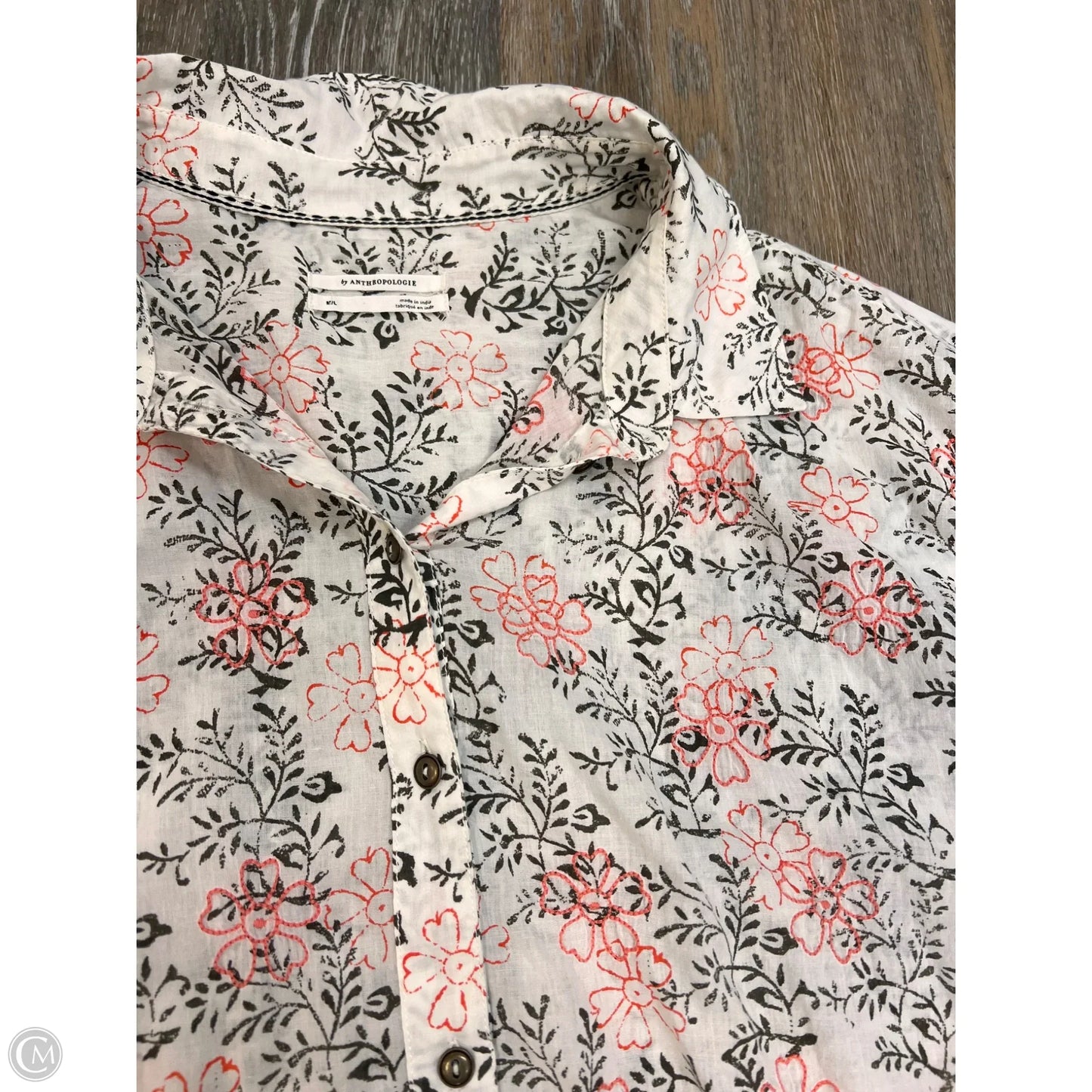 -Blouse Long Sleeve By Anthropologie In White, Size: M/L