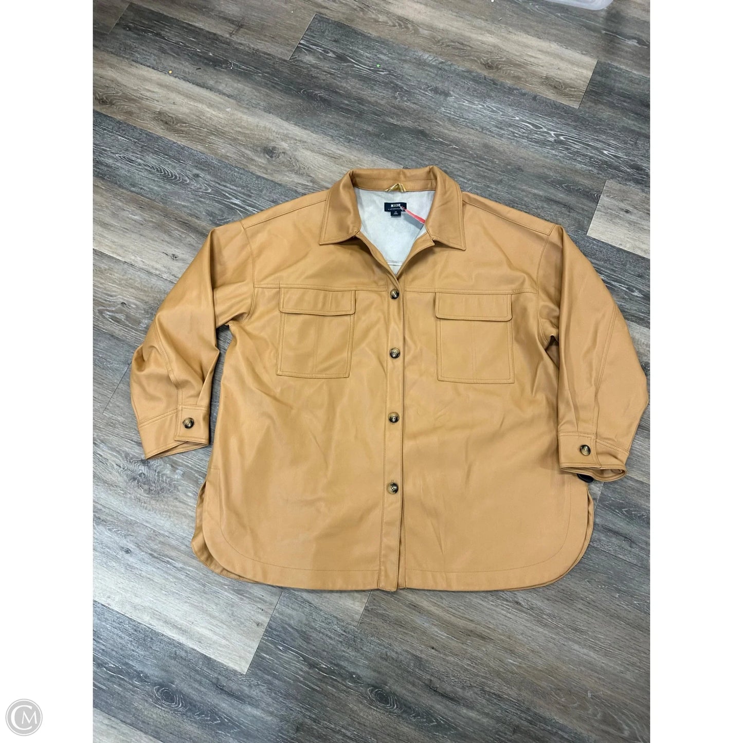 Jacket Shirt By Maeve In Tan, Size: 2x
