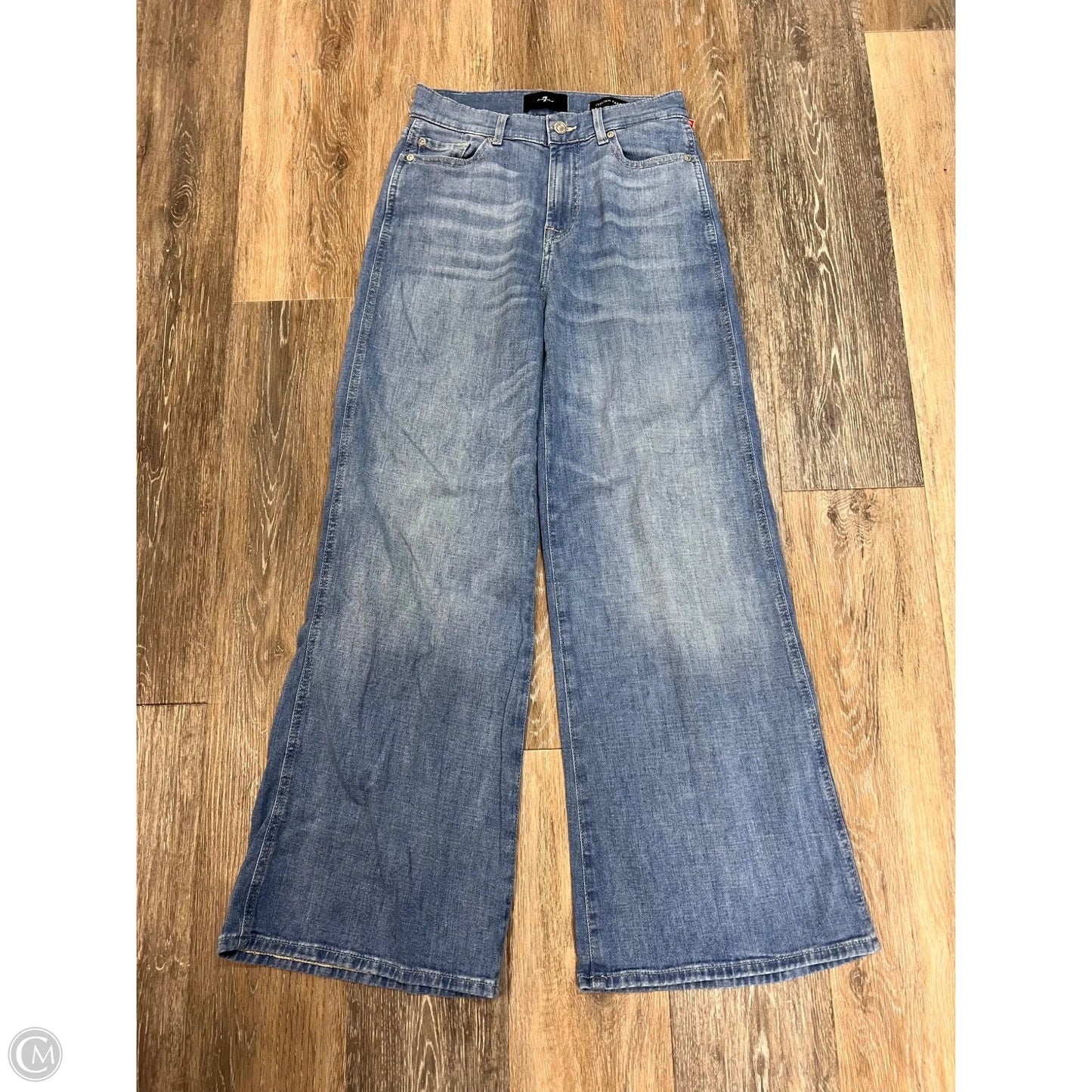 Jeans Wide Leg By 7 For All Mankind In Blue Denim, Size: 01/25