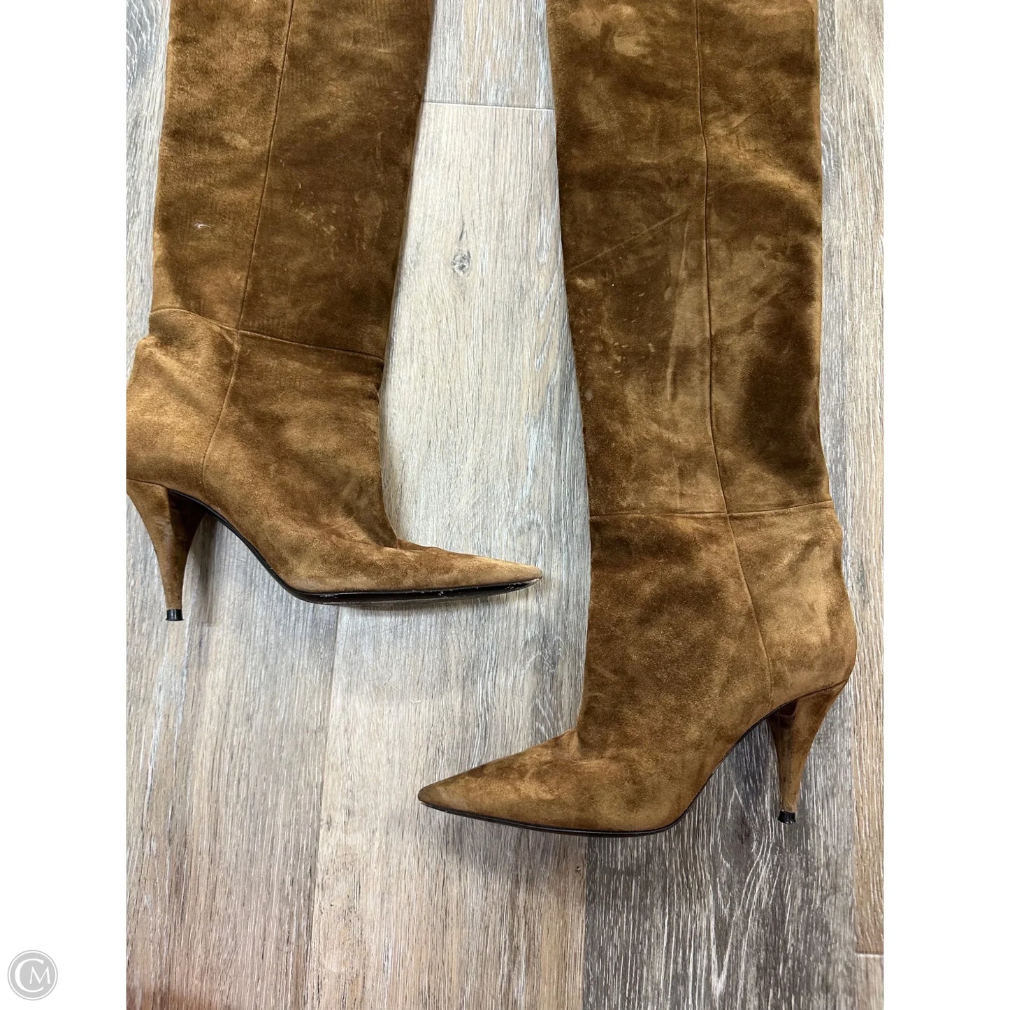 Boots Luxury Designer By Yves Saint Laurent In Brown, Size: 6