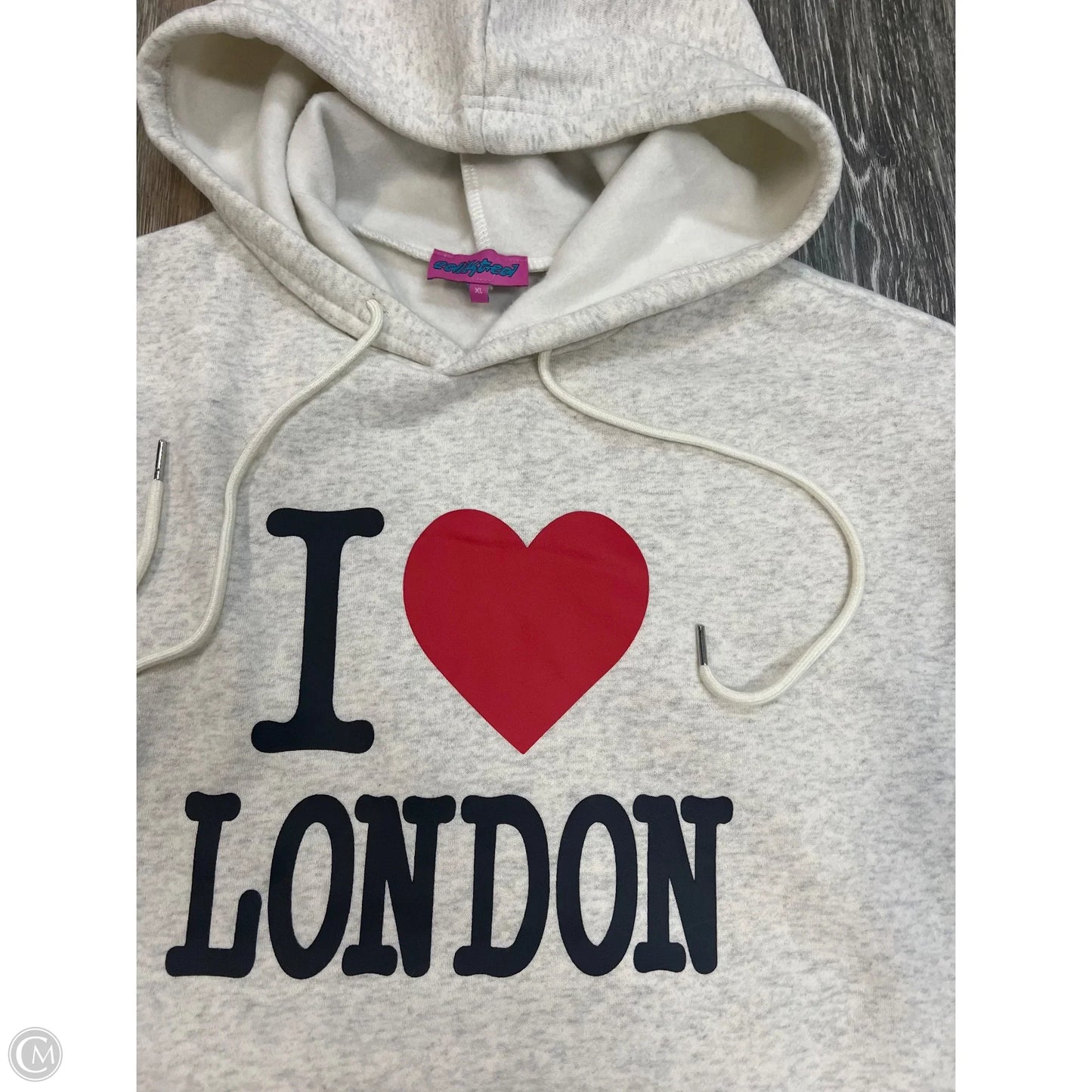 Sweatshirt Hoodie By Edikted In Cream, Size: Xl