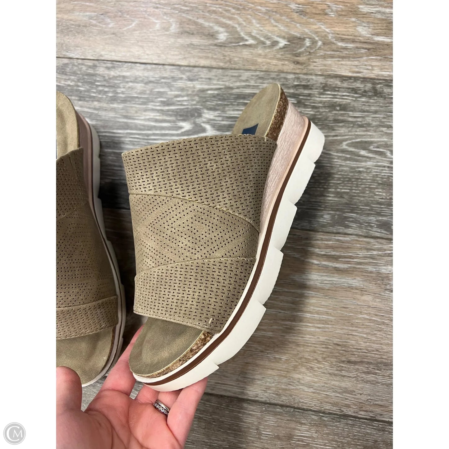 Sandals Heels Wedge By Natural Reflections In Tan, Size: 7