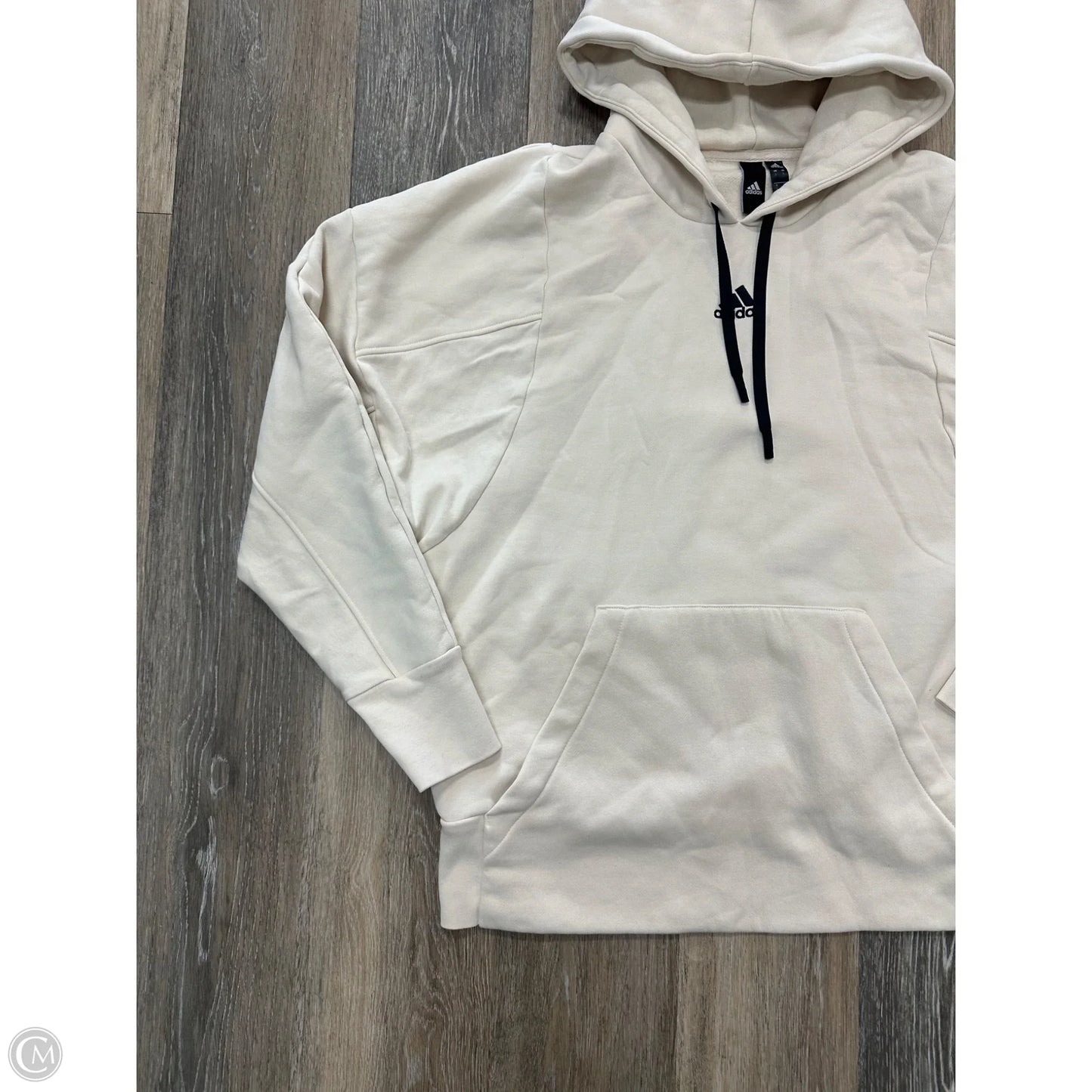 Athletic Sweatshirt Hoodie By Adidas In Cream, Size: L