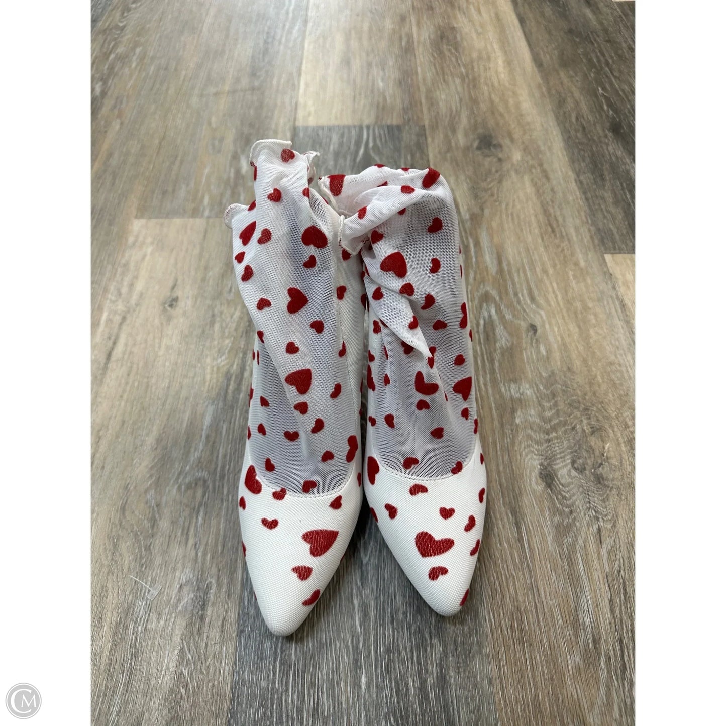 Sandals Heels Block By Sugarthrillz In Red & White, Size: 8