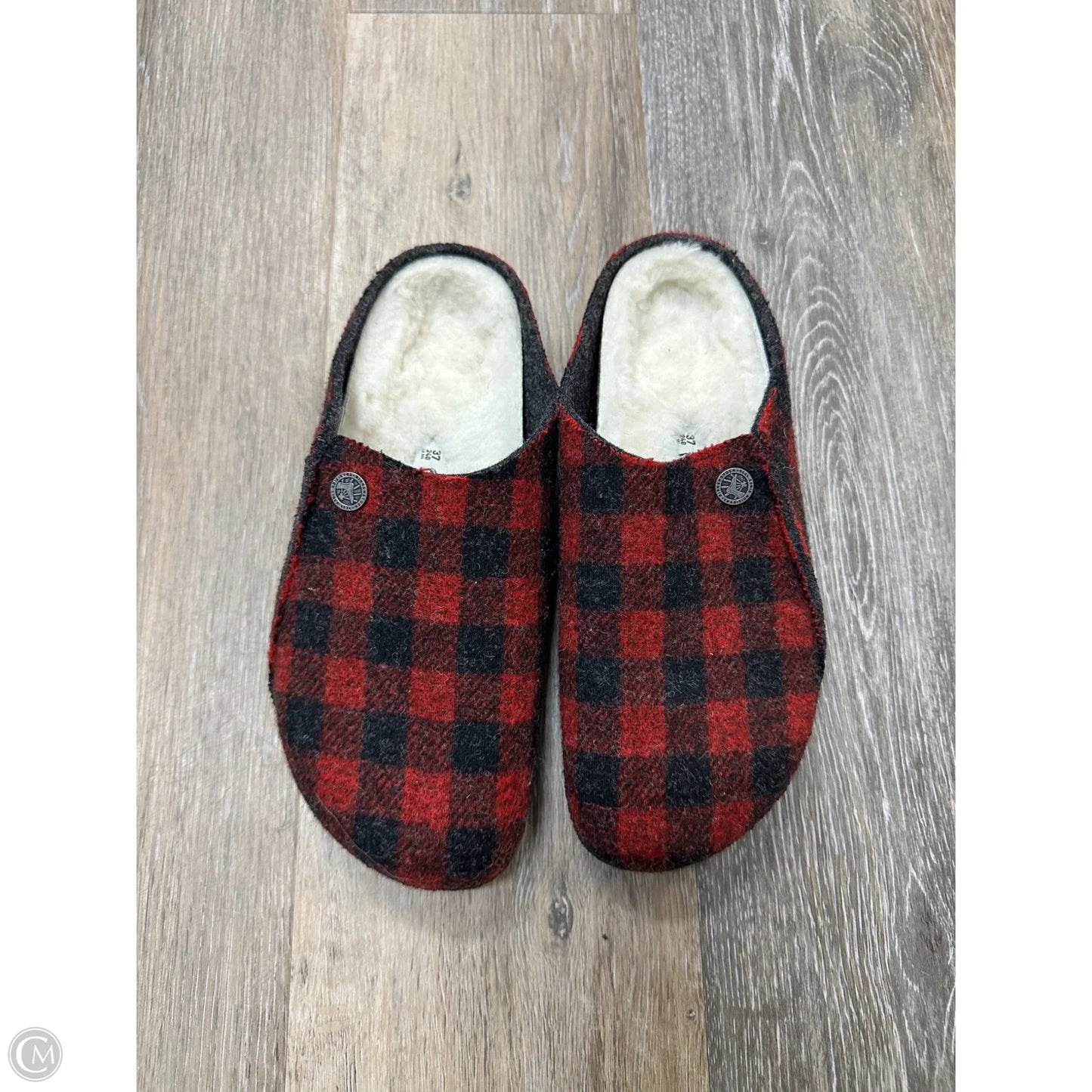 Shoes Flats By Birkenstock In Plaid Pattern, Size: 6.5