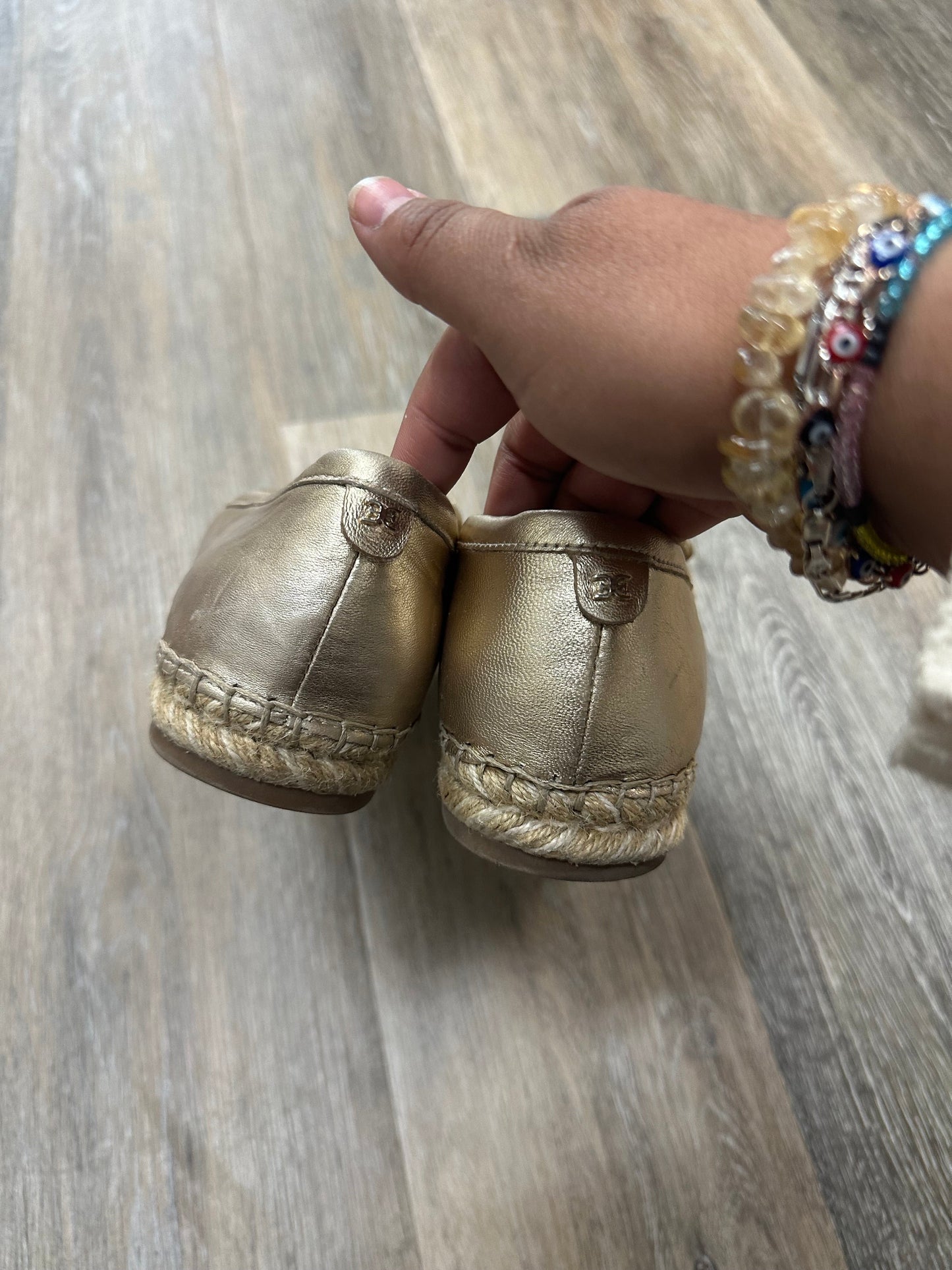 Gold Shoes Flats Sam Edelman, Size 8.5