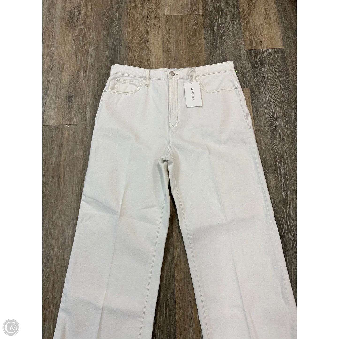 Jeans Straight By Frame In White Denim, Size: 14