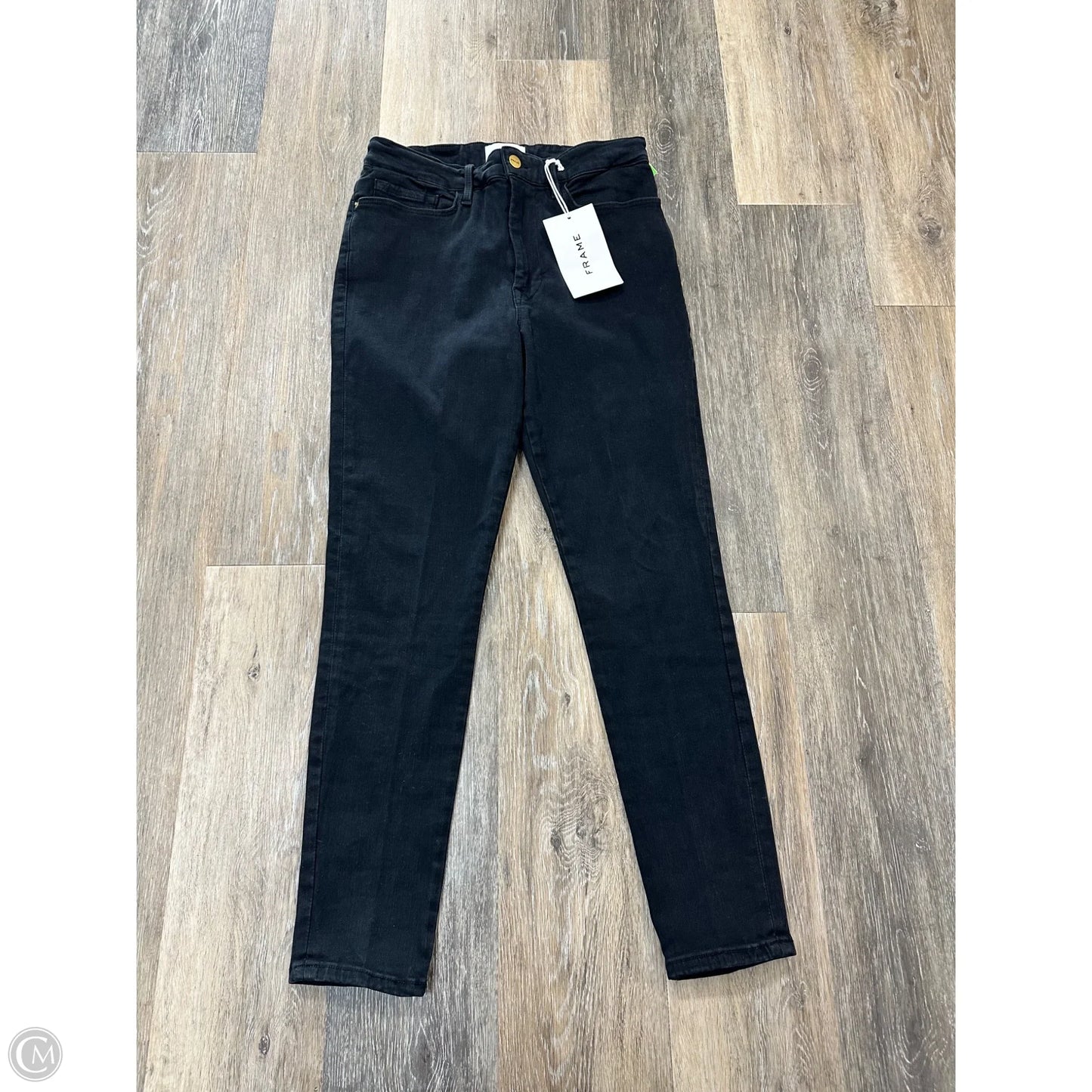 Jeans Skinny By Frame In Black Denim, Size: 2