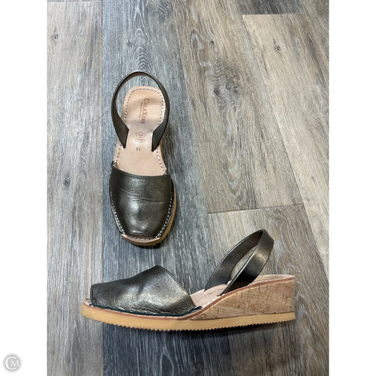 Sandals Heels Wedge By Calxini In Silver, Size: 8