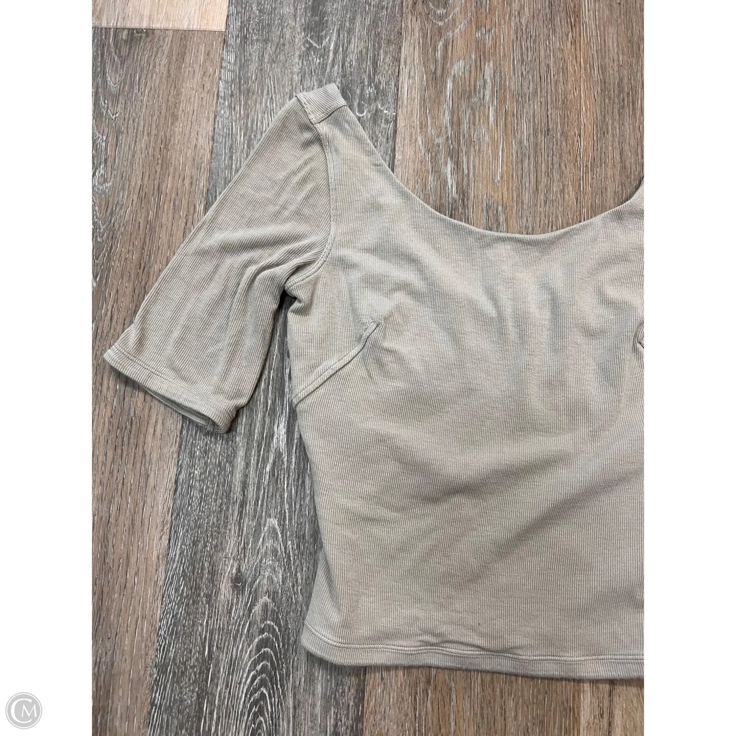Athletic Top Short Sleeve By Lululemon In Tan, Size: 6