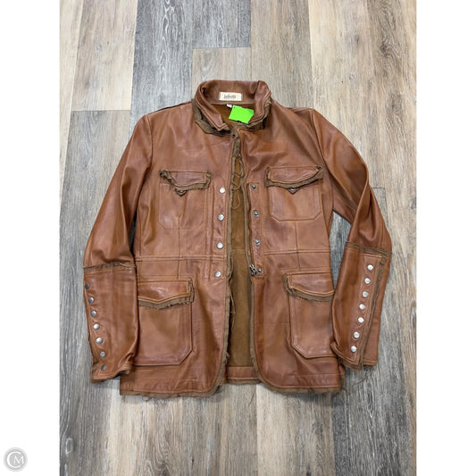 Jacket Leather Designer By JAKETT In Brown, Size: Xs