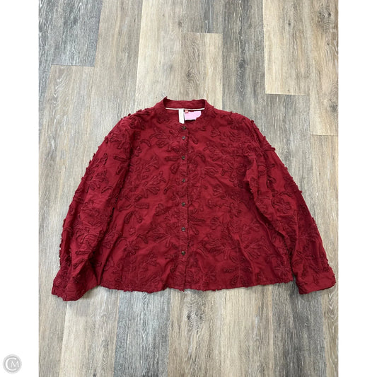 Blouse Long Sleeve By Pilcro In Red, Size: M
