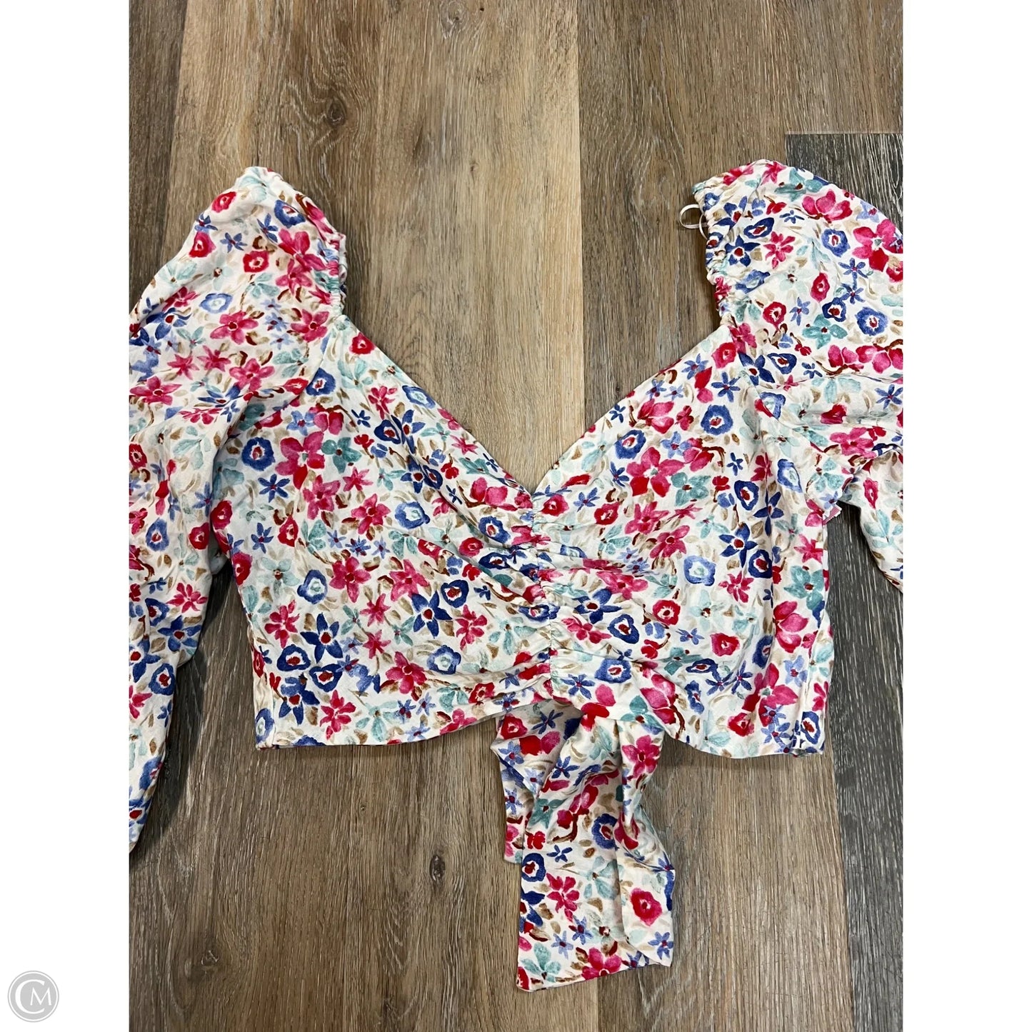 Blouse Long Sleeve By Zara In Floral, Size: M