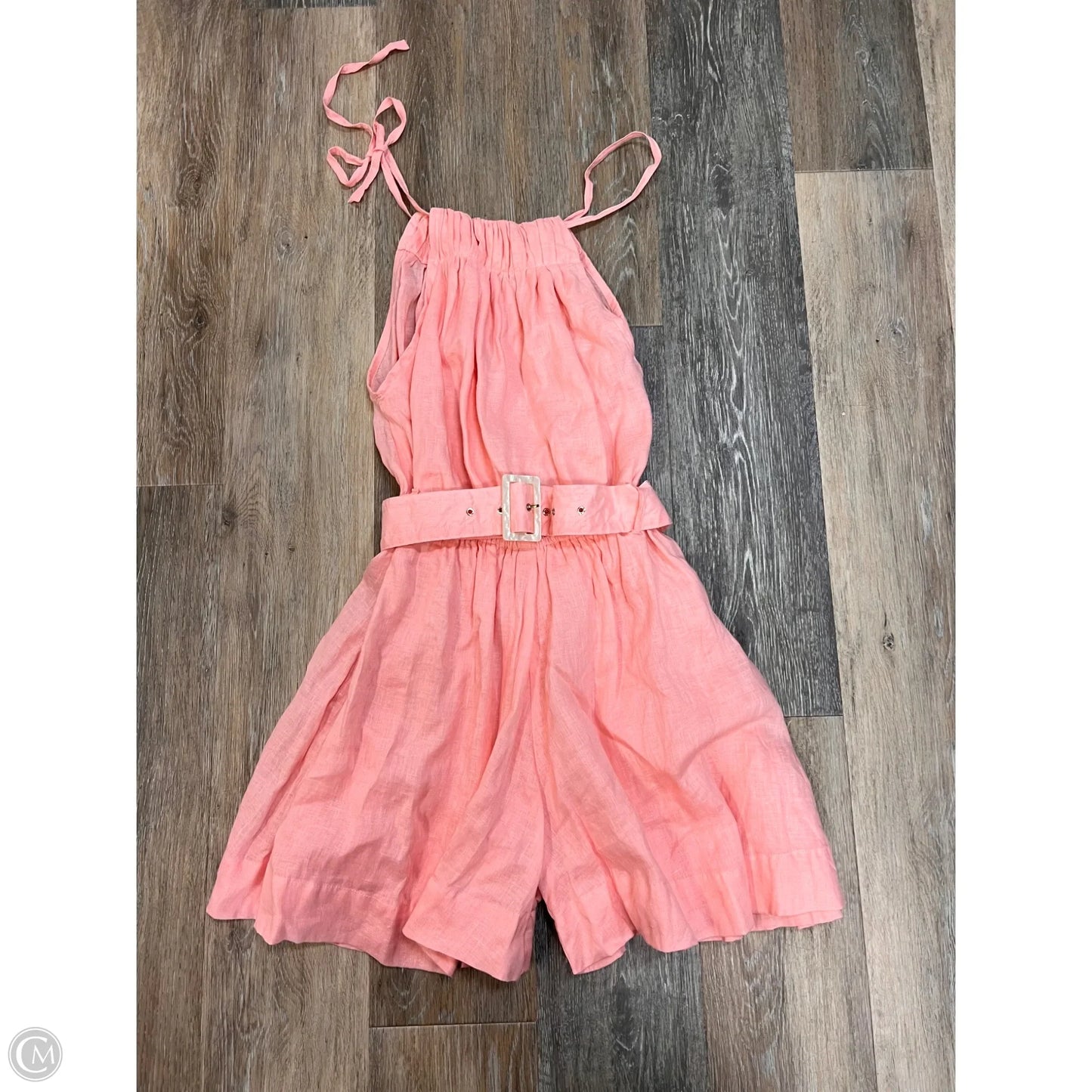 Romper Linen By Anthropologie Lusana In Pink, Size: 4