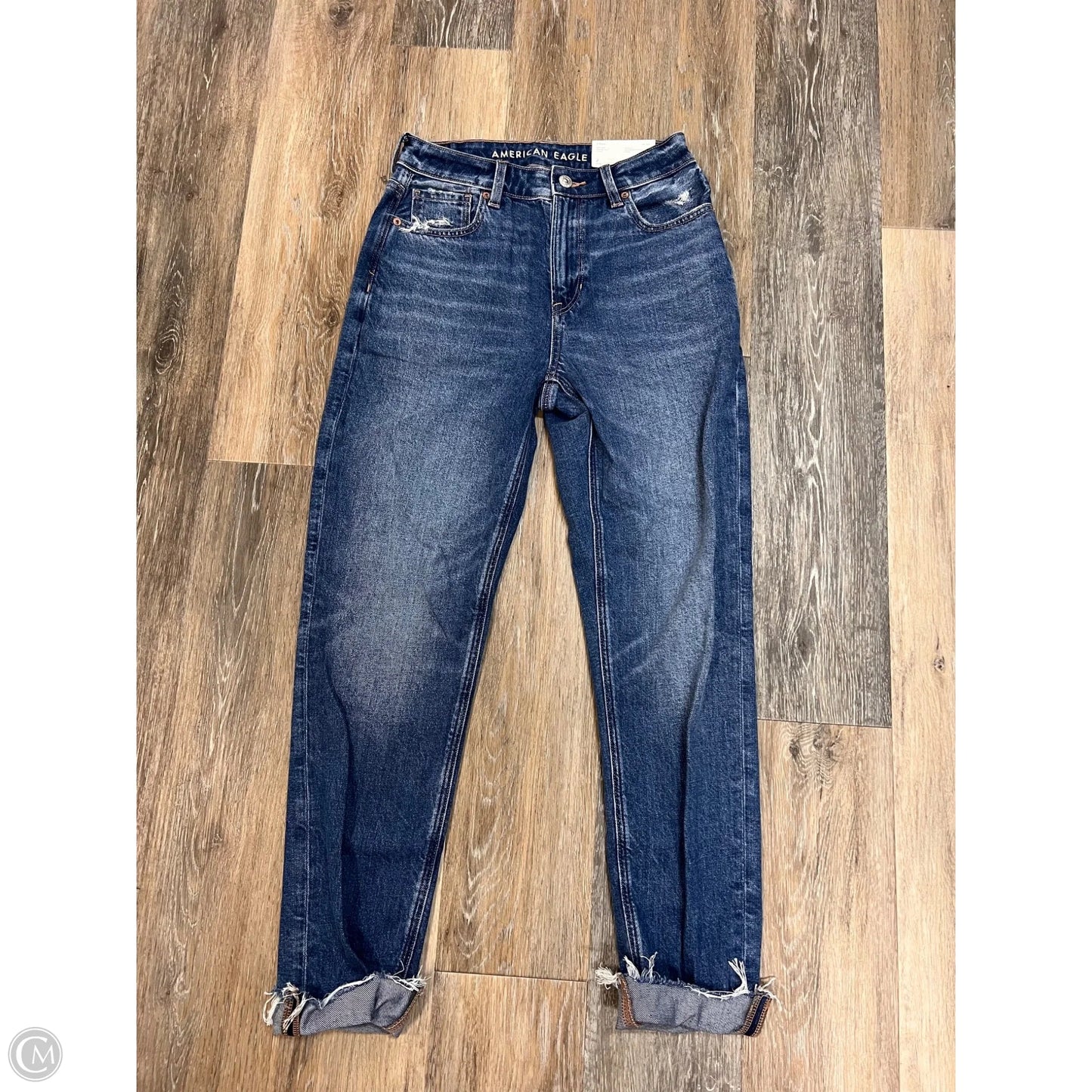 Jeans Straight By American Eagle In Blue Denim, Size: 2