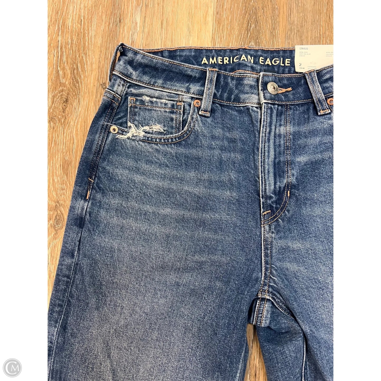 Jeans Straight By American Eagle In Blue Denim, Size: 2