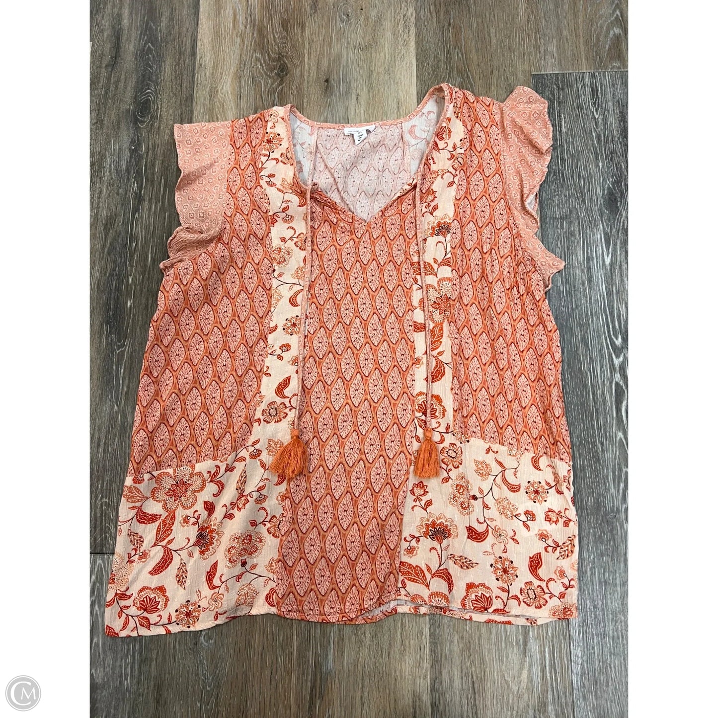 Blouse Short Sleeve By Tribal In Orange, Size: L