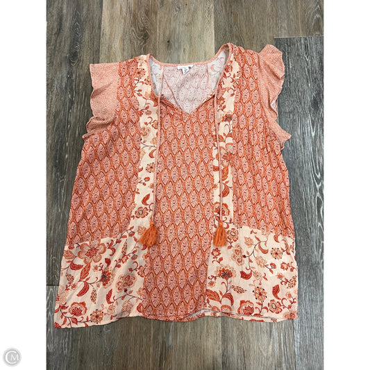 Blouse Short Sleeve By Tribal In Orange, Size: L
