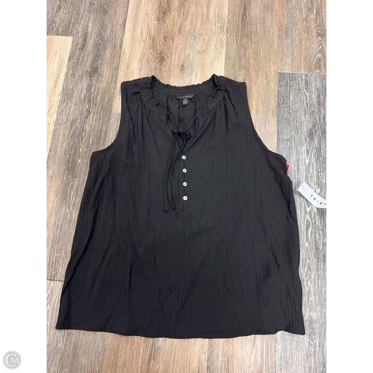 Top Sleeveless By Tribal In Black, Size: L