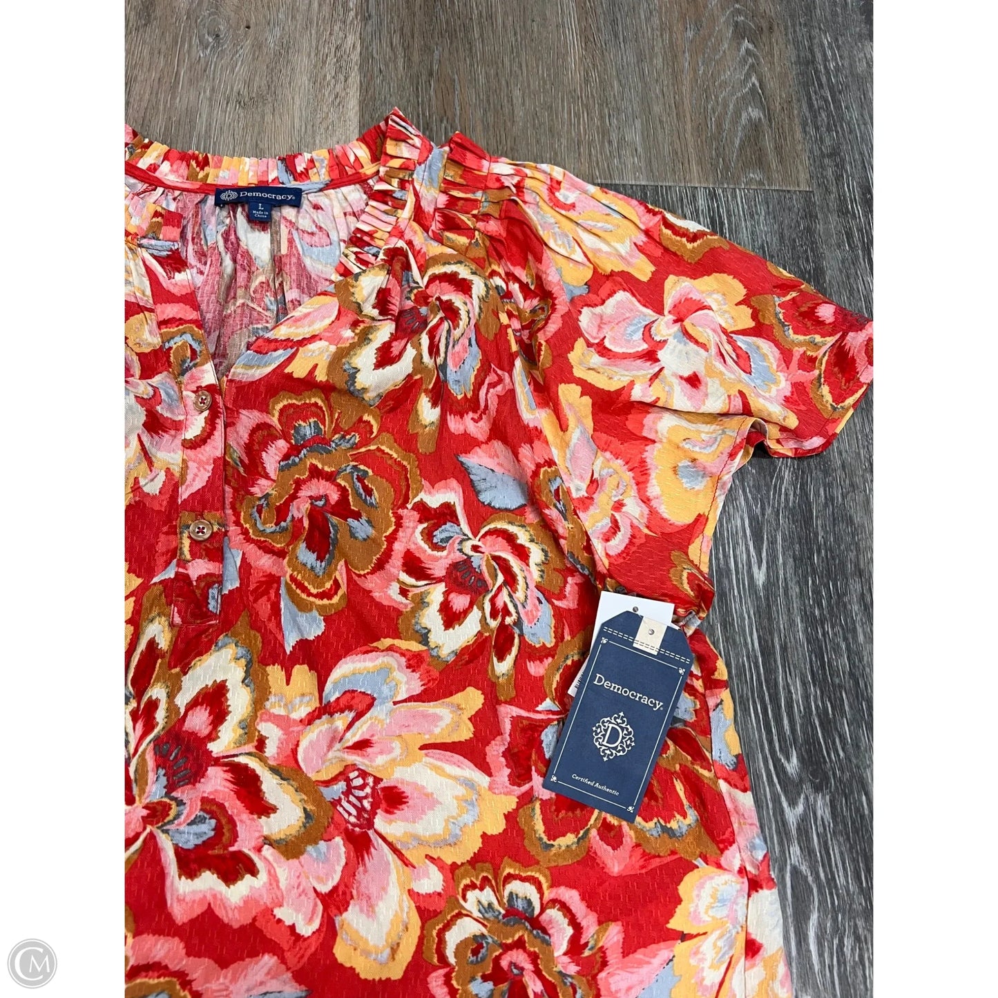 Blouse Short Sleeve By Democracy In Red, Size: L