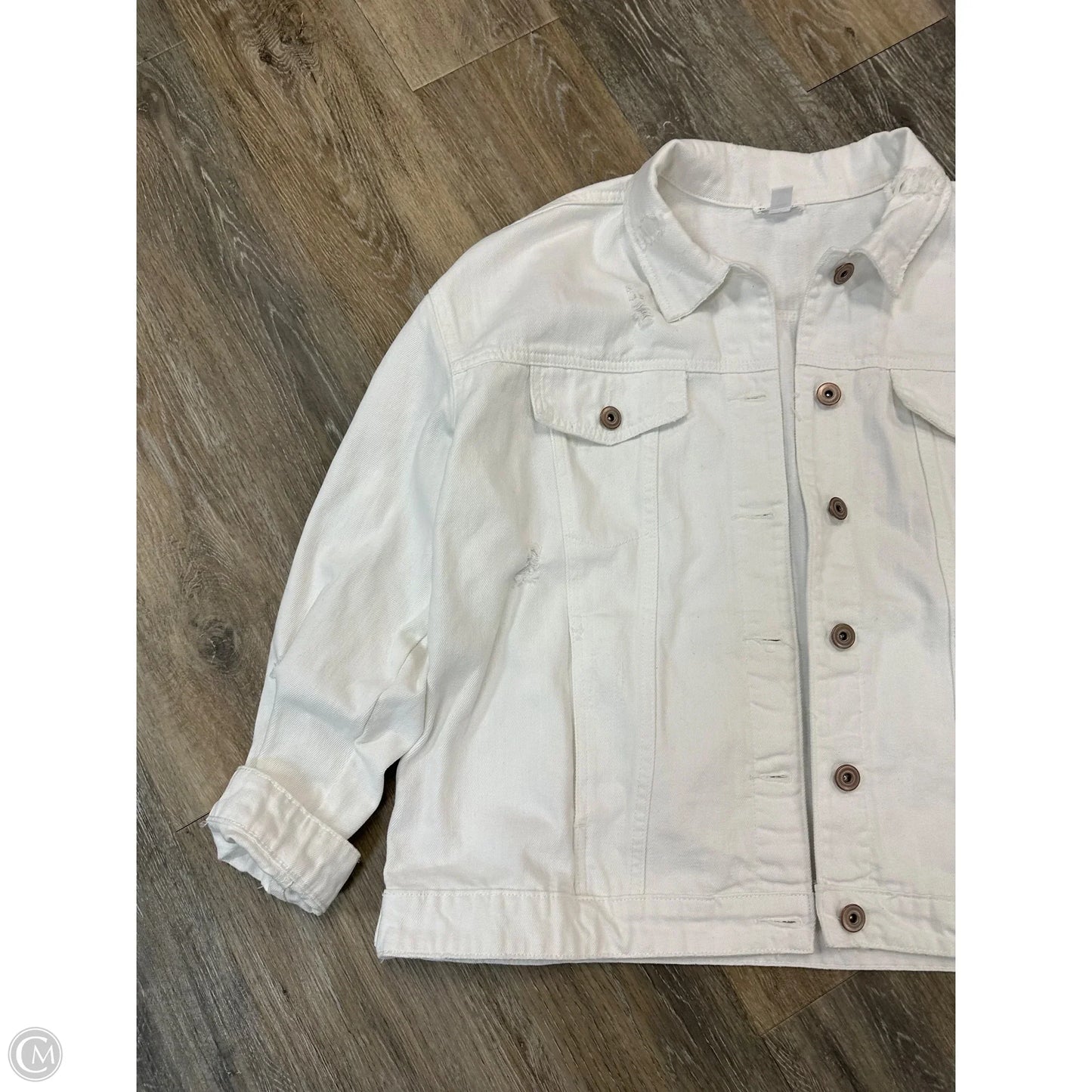 Jacket Denim By Tribal In White Denim, Size: Xl