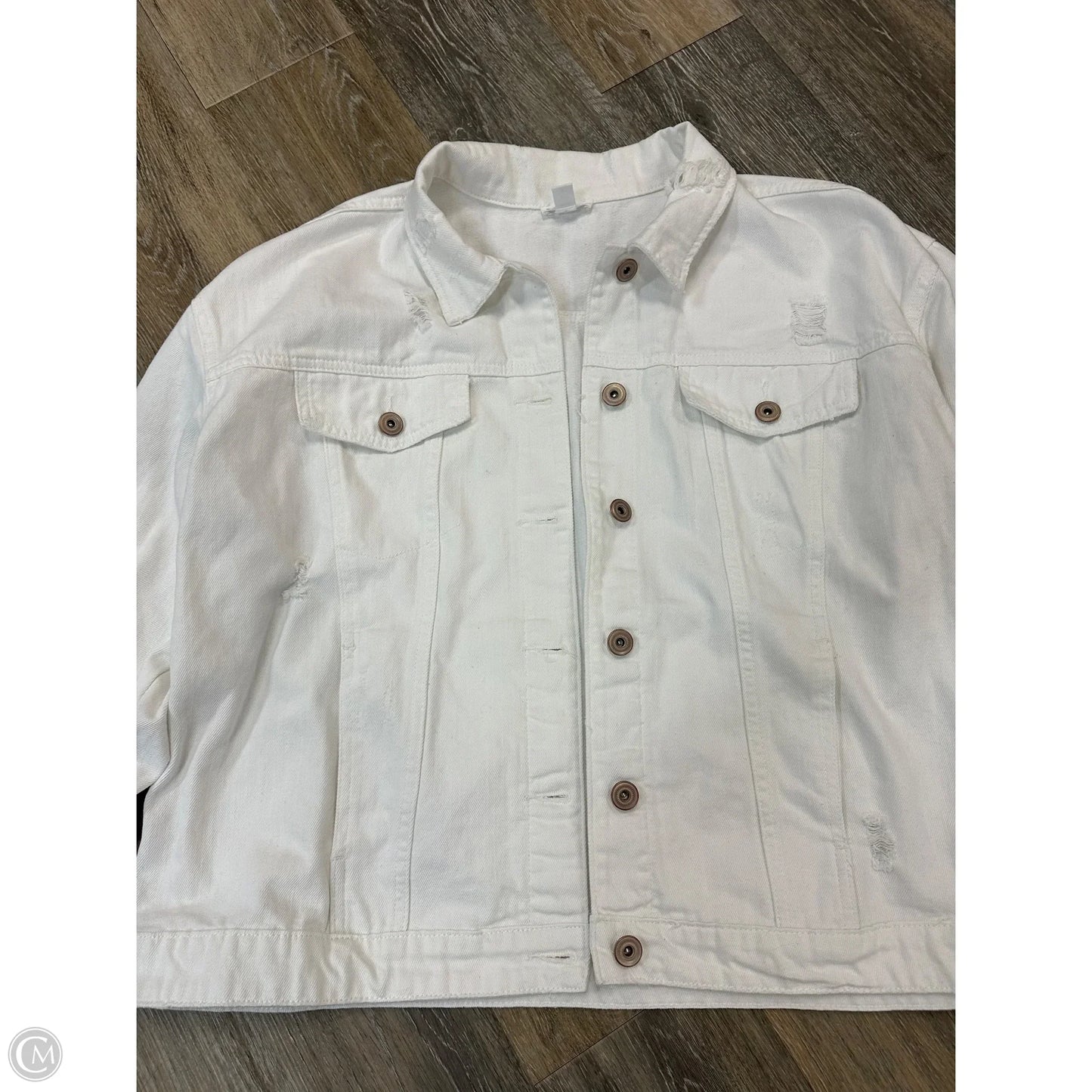 Jacket Denim By Tribal In White Denim, Size: Xl