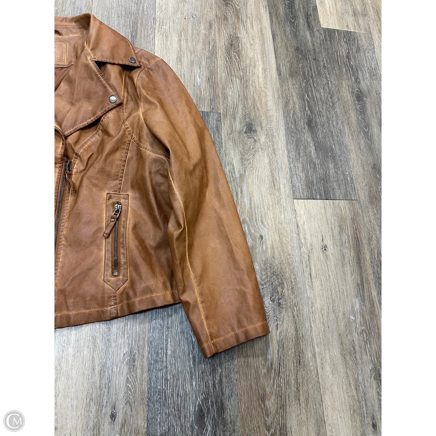 Jacket Moto By Max Studio In Tan, Size: 2x