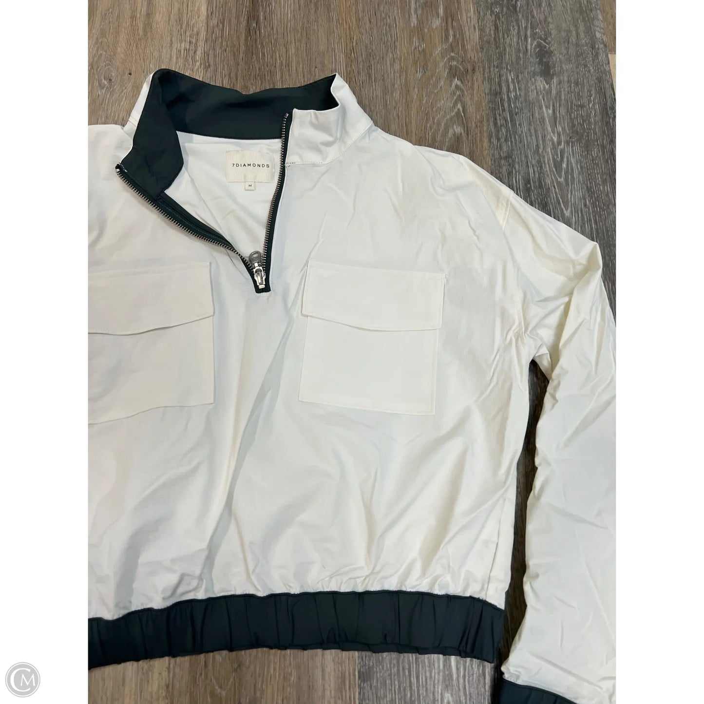 Athletic Jacket By 7 Diamonds In Grey & White, Size: M