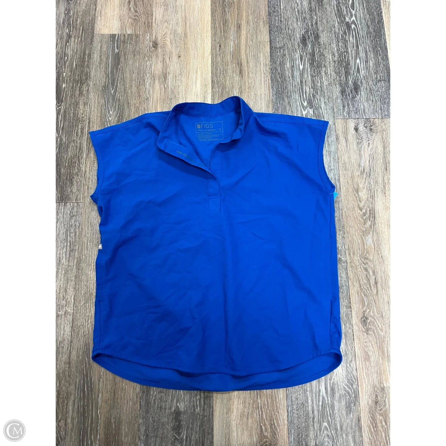 Scrub Top Short Sleeve By Figs In Blue, Size: Xs