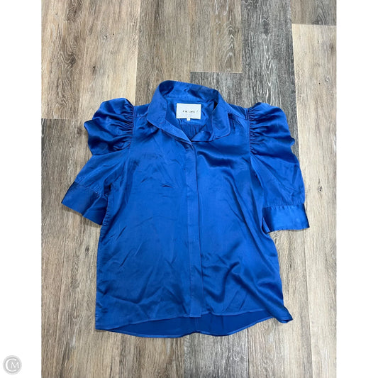 Blouse Short Sleeve By Frame In Blue, Size: S