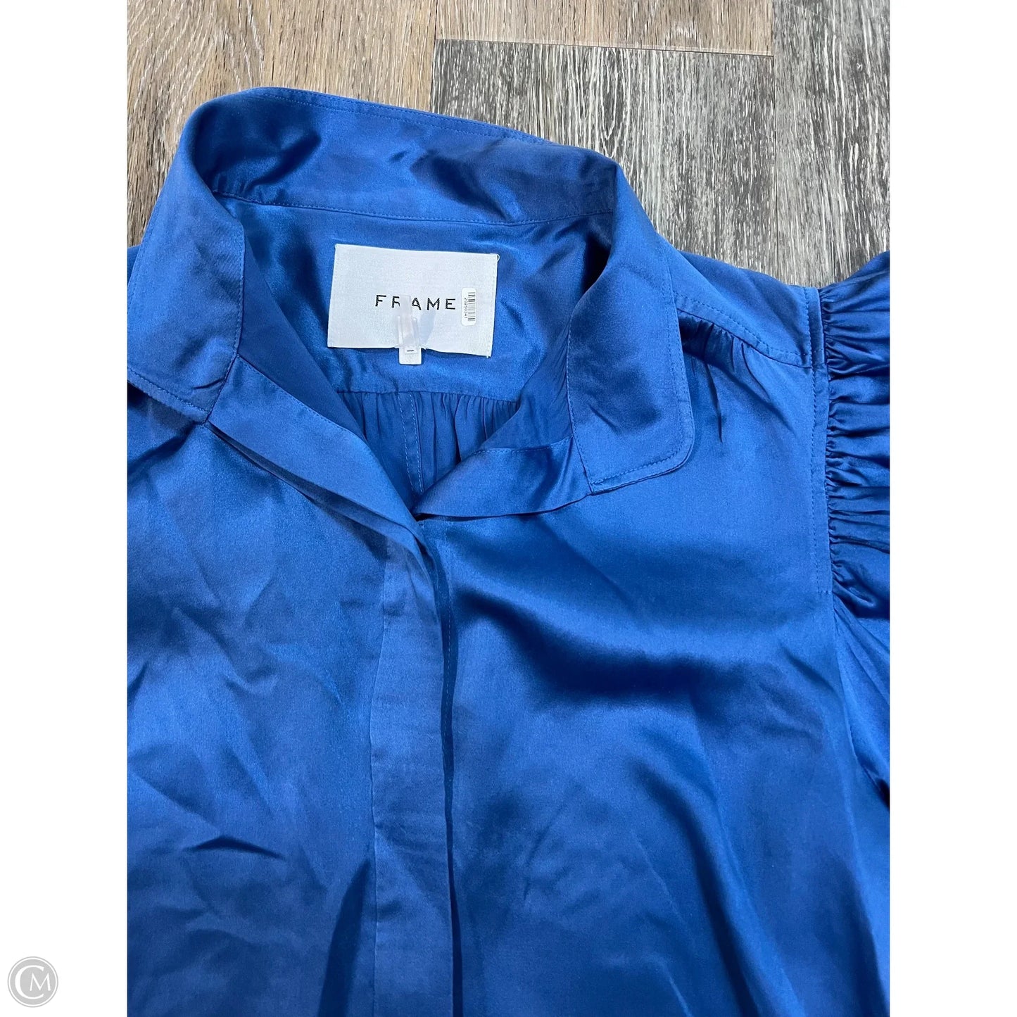 Blouse Short Sleeve By Frame In Blue, Size: S