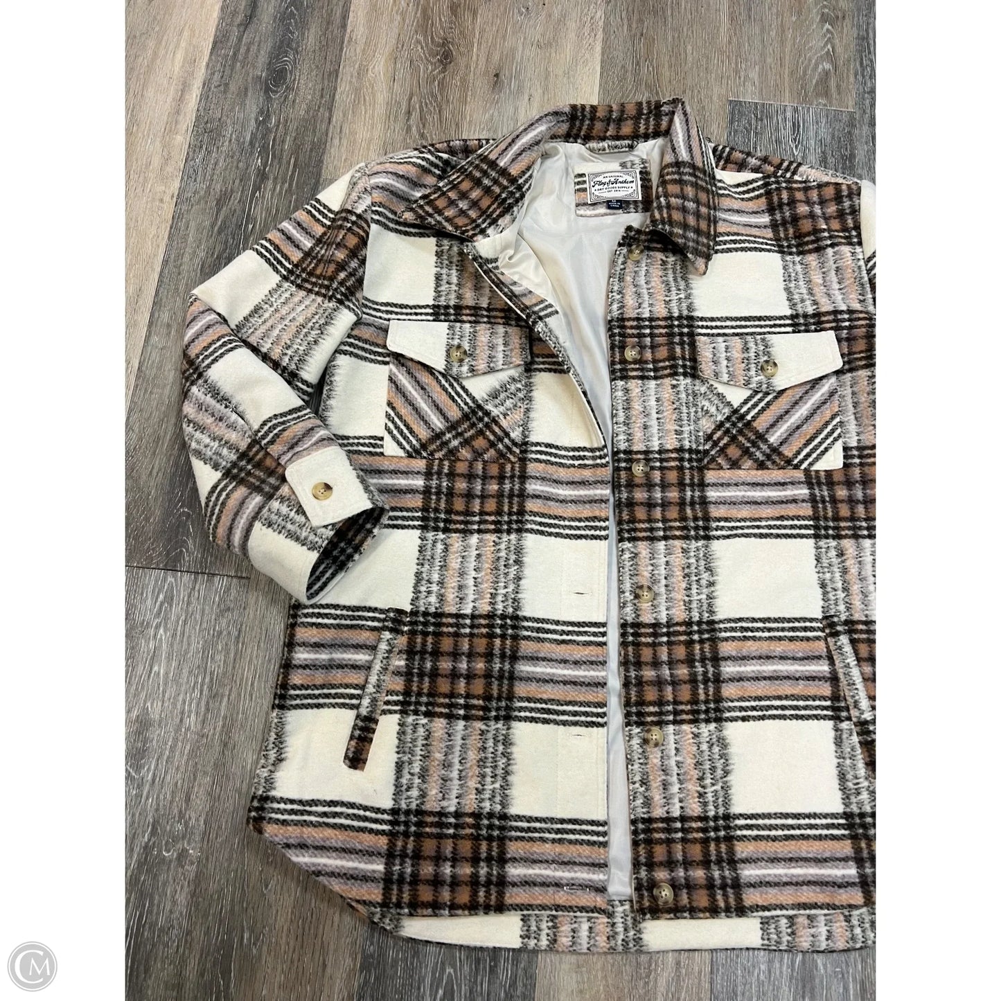 -Jacket Shirt By Flag of Anthem In Plaid Pattern, Size: M