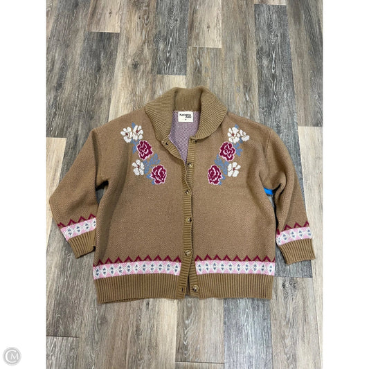 Sweater Cardigan By Savanna Jane In Tan, Size: 2x