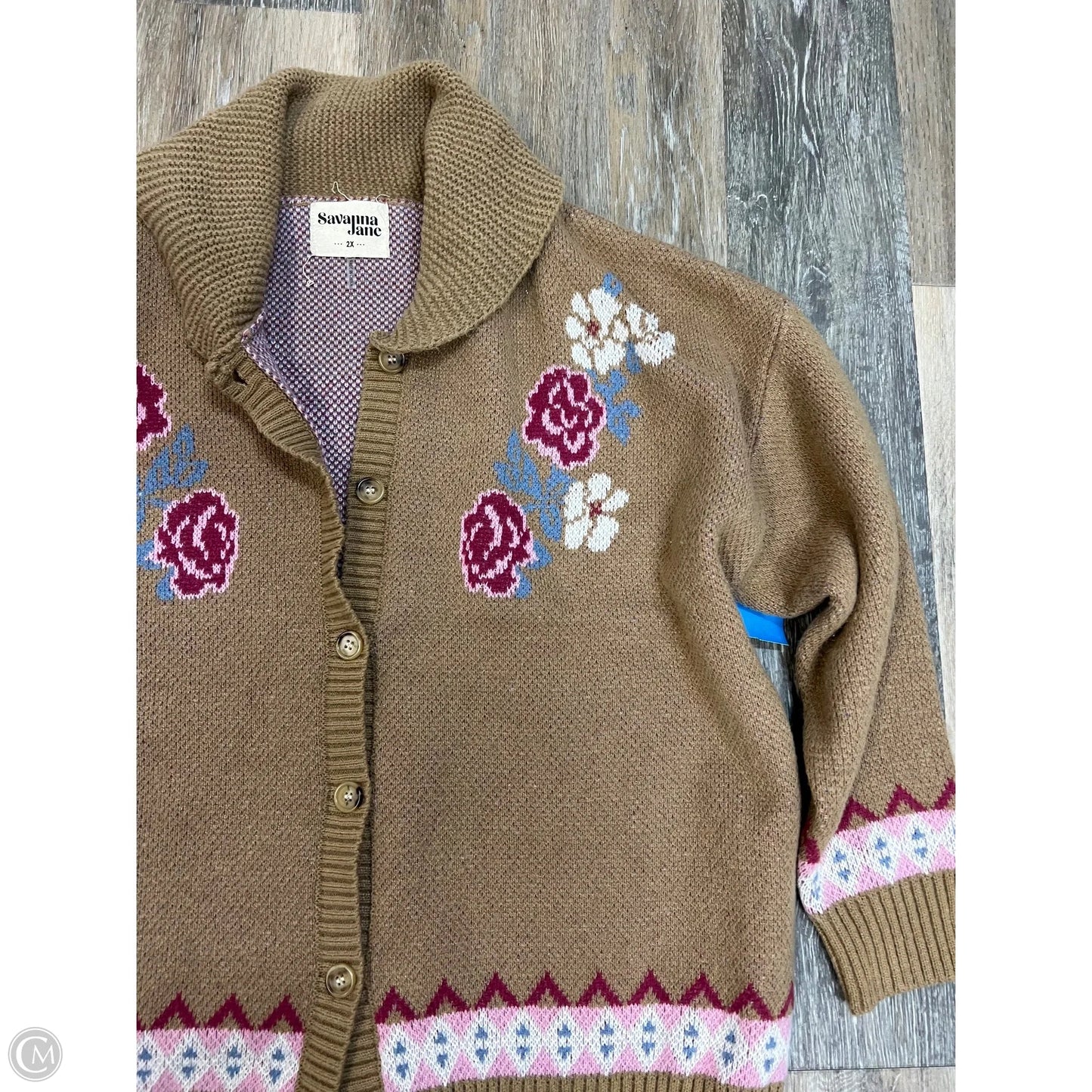 Sweater Cardigan By Savanna Jane In Tan, Size: 2x