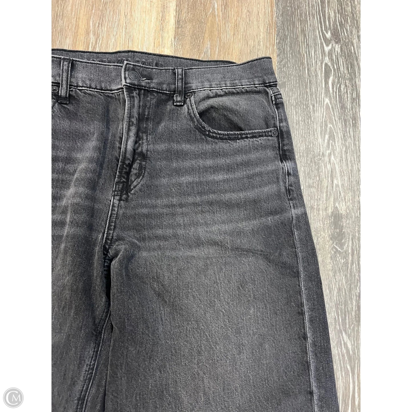 Jeans Wide Leg By American Eagle In Black Denim, Size: 8