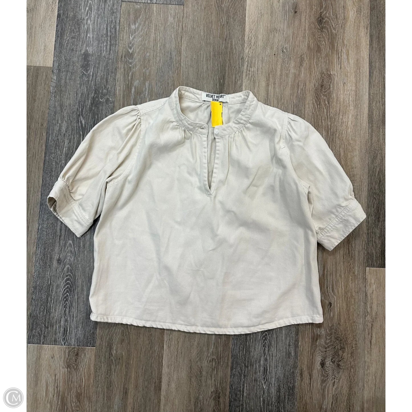 Blouse Short Sleeve By Velvet Heart In Cream Denim, Size: M